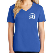 STI - Ladie's 5.4 oz 100% Cotton V Neck T Shirt - SE